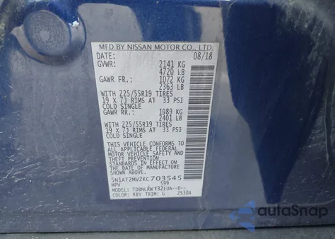 2019 Nissan Rogue Sl из США, поврежденный, VIN 5N1AT2MV2KC703545